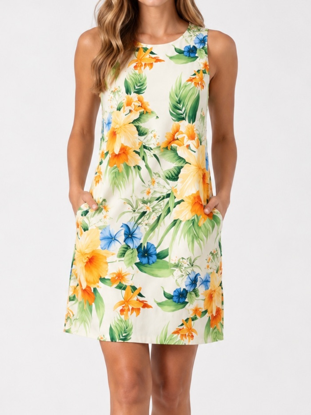 Tommy Bahama Tropical Canopy Kaleidoscope Silk Pocket Shift Dress Floral Size XS